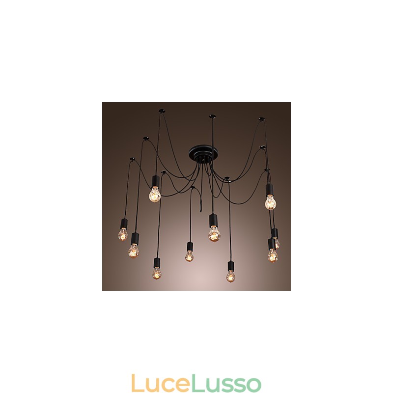 Lampadario Vintage Design Lampadine Incluse Living 10 Luci Lampada a Sospensione