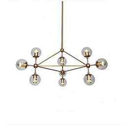 Lampadario Golden Beans 10 luci con paralume in vetro