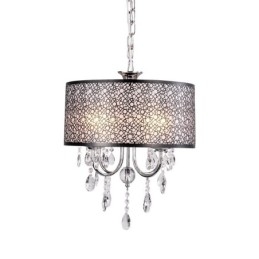 Lampadario tradizionale classico in metallo cromato di cristallo