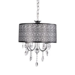 Lampadario tradizionale classico in metallo cromato di cristallo
