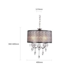 Lampadario tradizionale classico in metallo cromato di cristallo