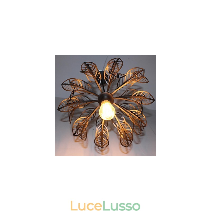Lampadario in ferro a forma di foglia a testa singola semplice e retrò