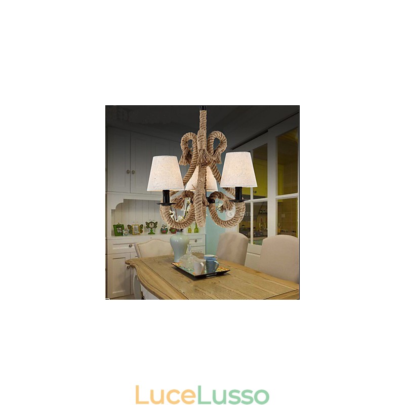 Lampadario creativo minimalista retrò in corda