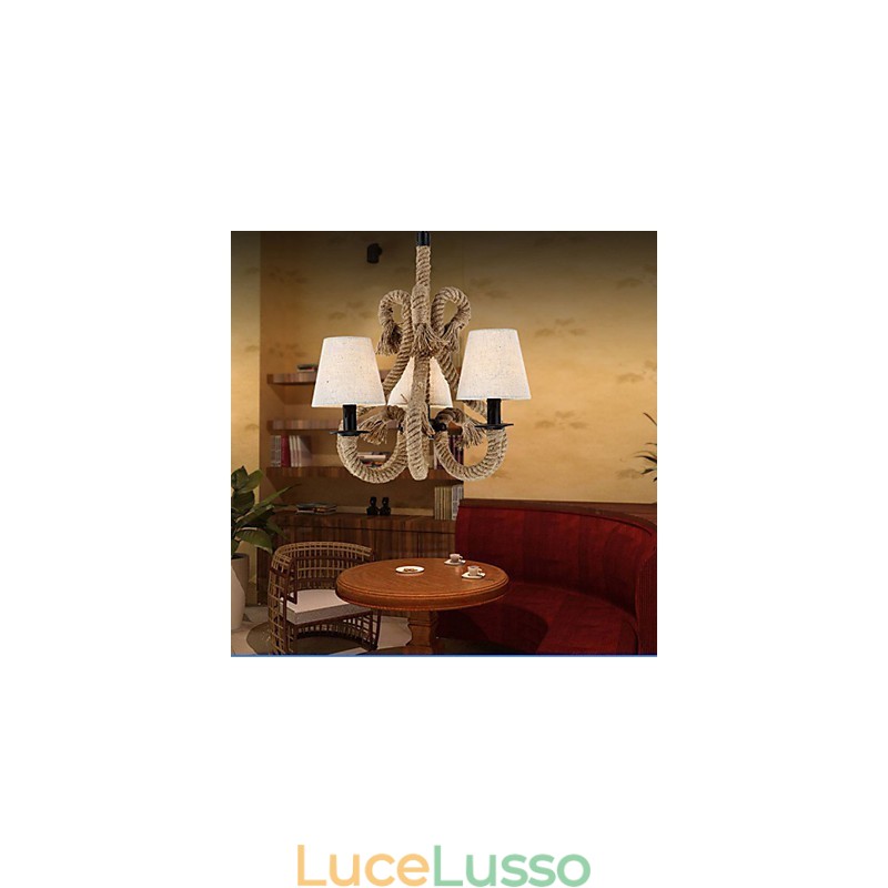 Lampadario creativo minimalista retrò in corda