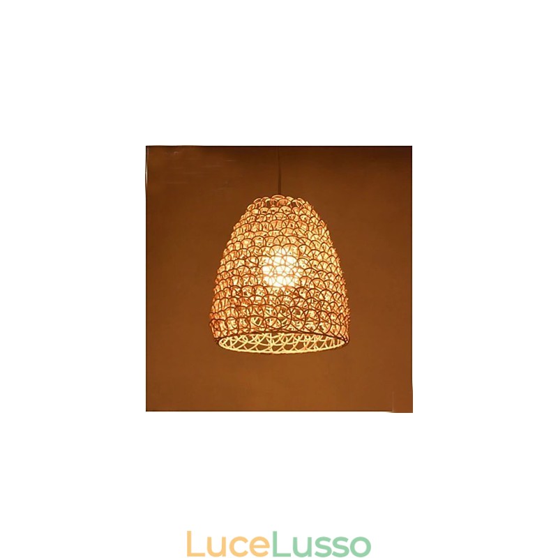 Paralume per lampada da giardino in rattan rotondo retrò