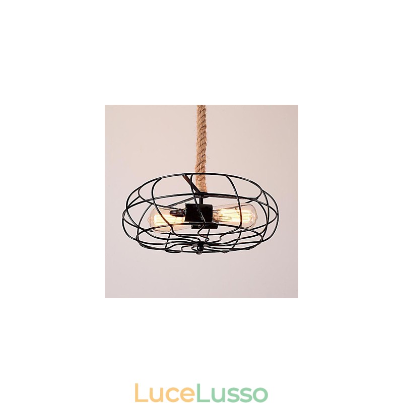 Lampadario con ventilatore industriale creativo in corda di ferro americano d'epoca