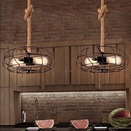 Lampadario con ventilatore industriale creativo in corda di ferro americano d'epoca