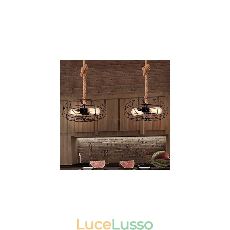 Lampadario con ventilatore industriale creativo in corda di ferro americano d'epoca