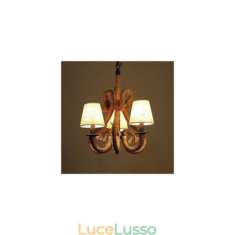 Lampadario creativo minimalista retrò in corda