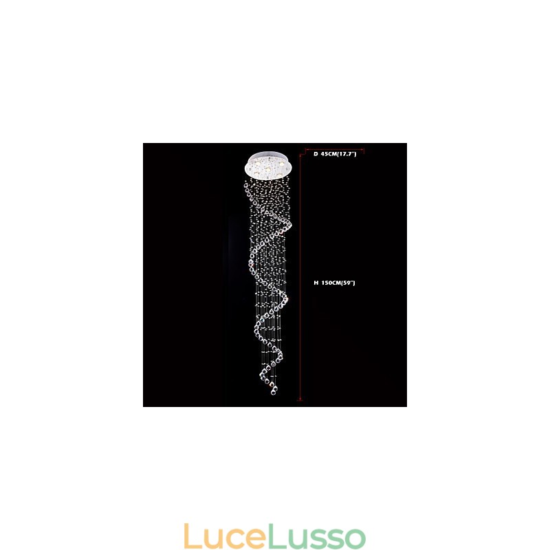 Lampadario a sospensione in cristallo, illuminazione a 5 luci, baldacchino in argento, lampade da soffitto in cristallo K9 trasparente, elica