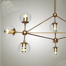 Lampadario Golden Beans 10 luci con paralume in vetro