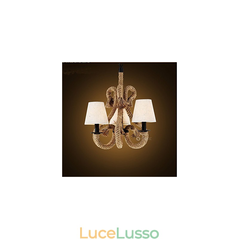Lampadario creativo minimalista retrò in corda