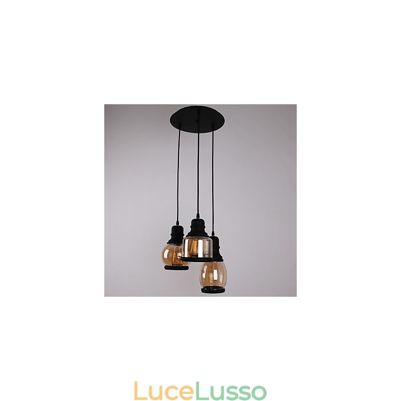 Paralume in vetro antico 3 luci pendente minimalista artistico