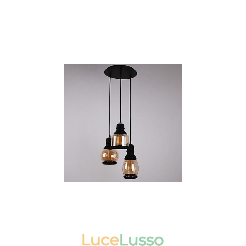 Paralume in vetro antico 3 luci pendente minimalista artistico