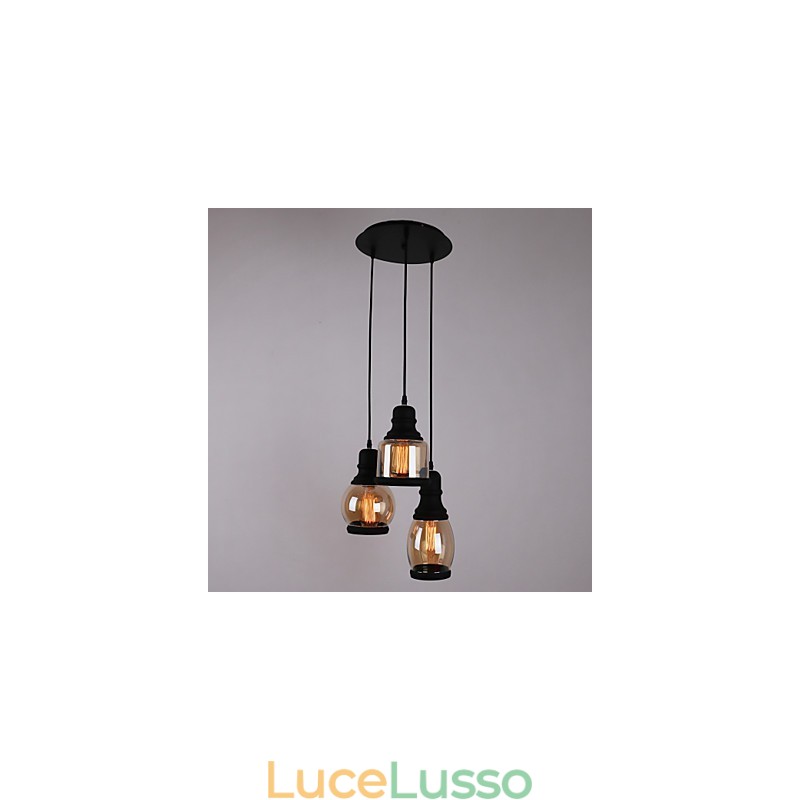 Paralume in vetro antico 3 luci pendente minimalista artistico