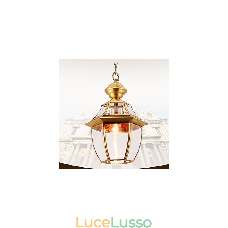 Ciondolo piccolo stile country americano tutto in rame, vetro singolo C