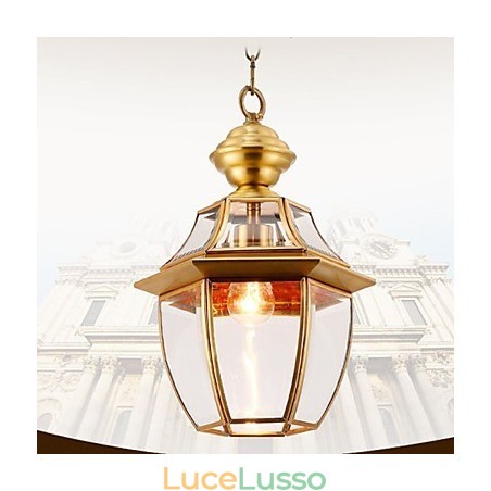 Ciondolo piccolo stile country americano tutto in rame, vetro singolo C