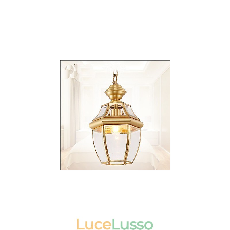 Ciondolo piccolo stile country americano tutto in rame, vetro singolo C