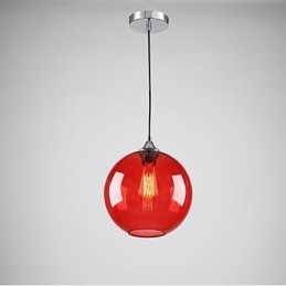 Lampada a sospensione moderna in vetro con design a bolle rosse rotonde