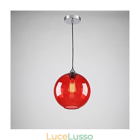 Lampada a sospensione moderna in vetro con design a bolle rosse rotonde Lampada a sospensione moderna in vetro con design a bolle rosse rotonde
