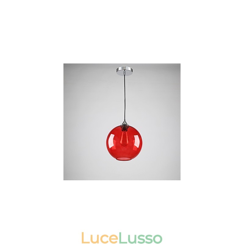 Lampada a sospensione moderna in vetro con design a bolle rosse rotonde