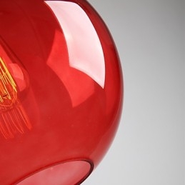 Lampada a sospensione moderna in vetro con design a bolle rosse rotonde