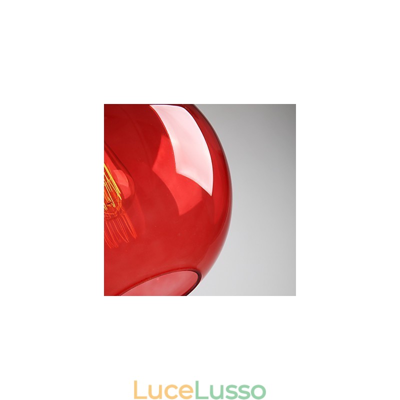 Lampada a sospensione moderna in vetro con design a bolle rosse rotonde