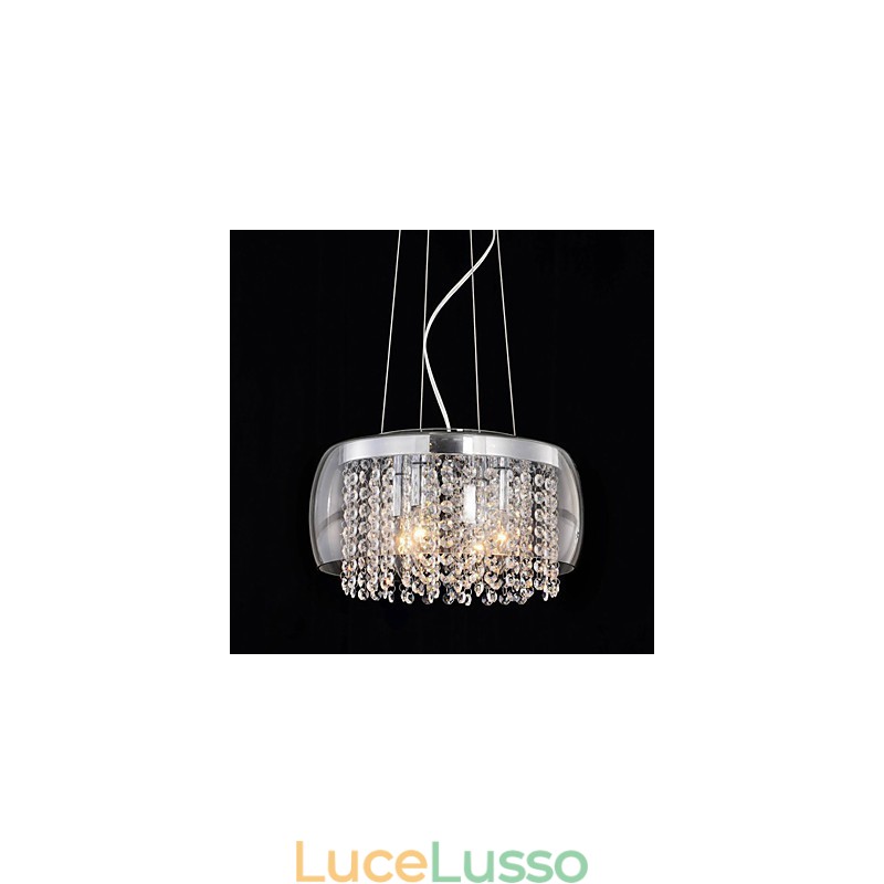 Lampada a sospensione moderna e contemporanea in stile mini tamburo di cristallo