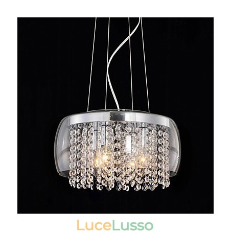 Lampada a sospensione moderna e contemporanea in stile mini tamburo di cristallo Lampada a sospensione moderna e contemporanea in stile mini tamburo di cristallo