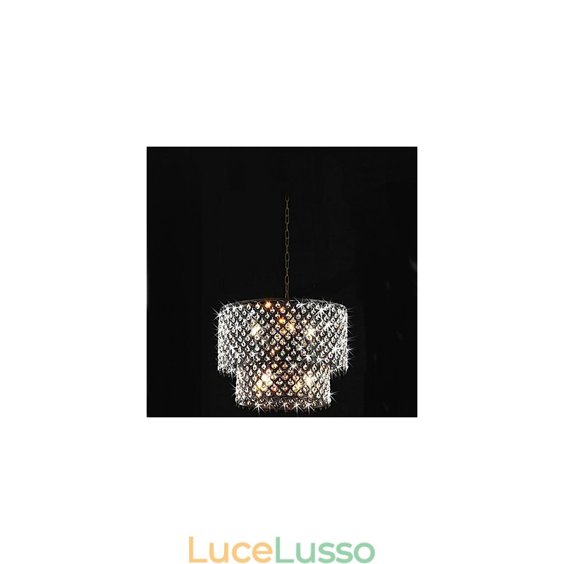 Lampada a sospensione moderna e contemporanea con pittura a tamburo in cristallo