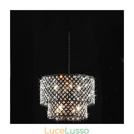 Lampada a sospensione moderna e contemporanea con pittura a tamburo in cristallo Lampada a sospensione moderna e contemporanea con pittura a tamburo in cristallo