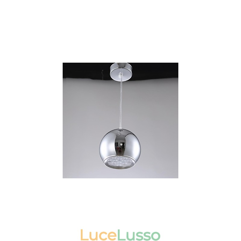 Lampada a sospensione moderna e contemporanea in metallo elettroplaccato a forma di globo