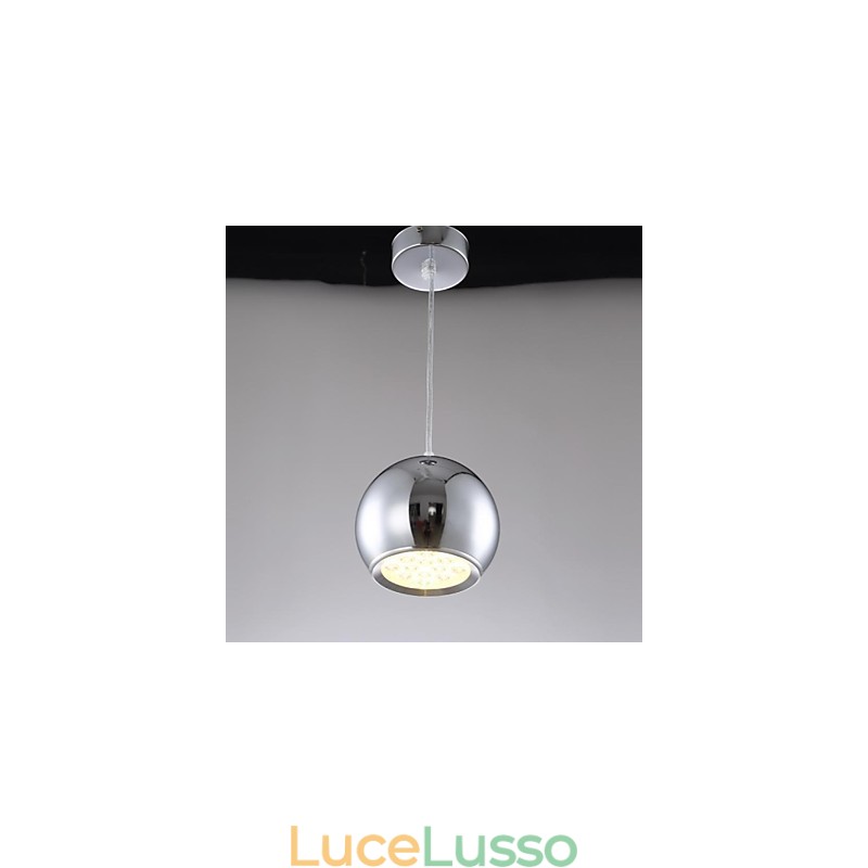 Lampada a sospensione moderna e contemporanea in metallo elettroplaccato a forma di globo