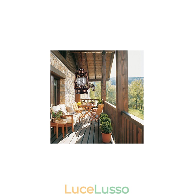 Lampada a sospensione in bronzo stile Country Lantern Mini