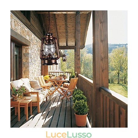 Lampada a sospensione in bronzo stile Country Lantern Mini Lampada a sospensione in bronzo stile Country Lantern Mini