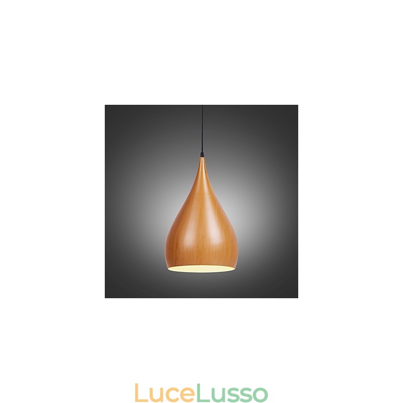 Lampada a sospensione retrò in metallo effetto legno Lampade a sospensione da caffè