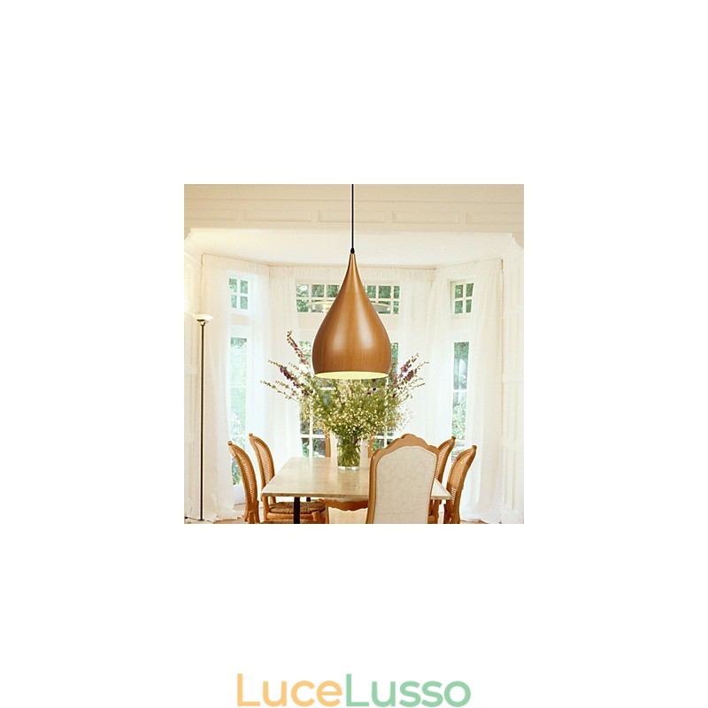 Lampada a sospensione retrò in metallo effetto legno Lampade a sospensione da caffè