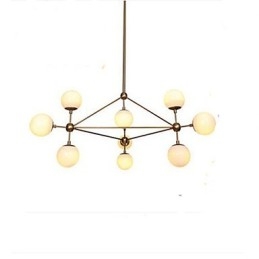 Lampadario Golden Beans 10 luci con paralume in vetro