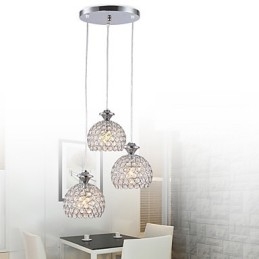 Lampada a sospensione moderna e contemporanea in cristallo a 3 teste