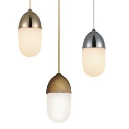 Mini Acorn Lampada a sospensione 1 luce Modern Simplicity Finitura color legno Cromo dorato Acciaio al carbonio e vetro Droplight