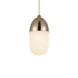 Mini Acorn Lampada a sospensione 1 luce Modern Simplicity Finitura color legno Cromo dorato Acciaio al carbonio e vetro Droplight