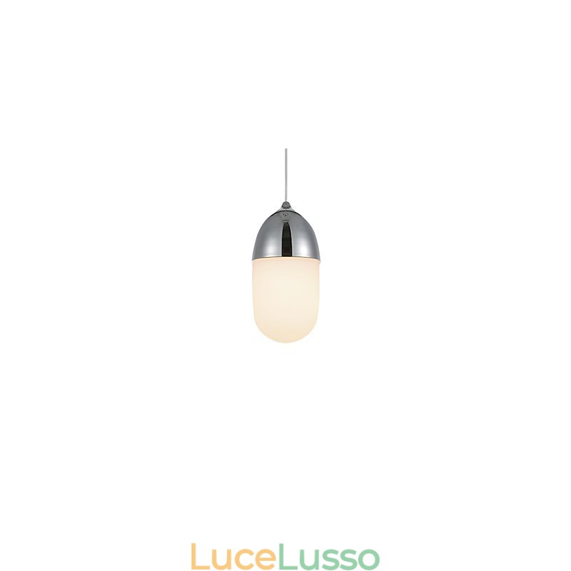 Mini Acorn Lampada a sospensione 1 luce Modern Simplicity Finitura color legno Cromo dorato Acciaio al carbonio e vetro Droplight