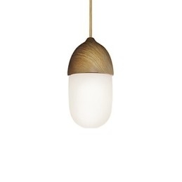 Mini Acorn Lampada a sospensione 1 luce Modern Simplicity Finitura color legno Cromo dorato Acciaio al carbonio e vetro Droplight