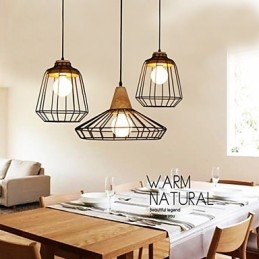 Lampadario in ferro battuto creativo nordico, stile retrò, con rete a goccia