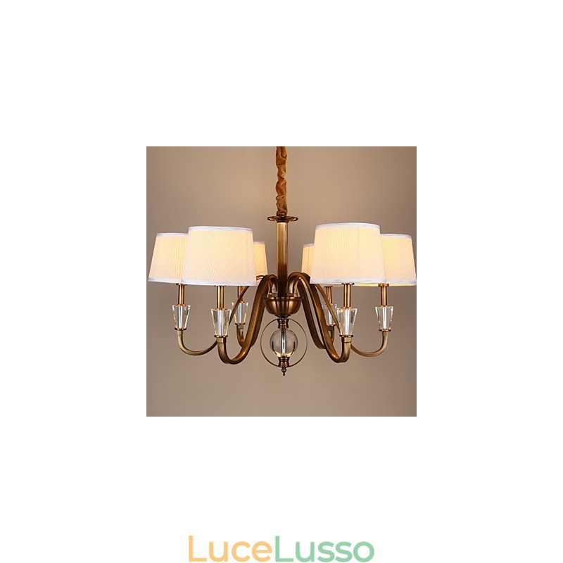 Lampadario in metallo elettroplaccato in stile rustico Lodge Vintage Crystal Mini