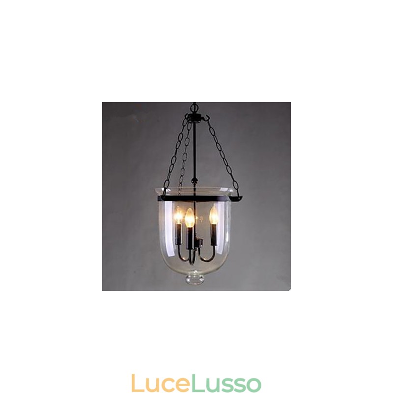 Lampada a sospensione in vetro circolare Country