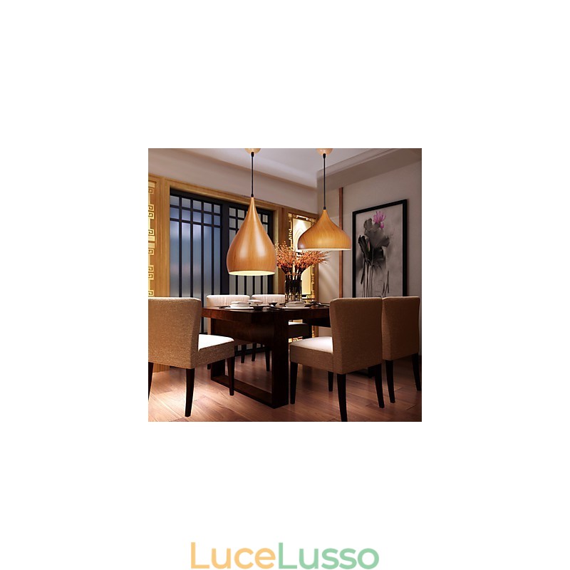 Lampada a sospensione retrò in metallo effetto legno Lampade a sospensione da caffè