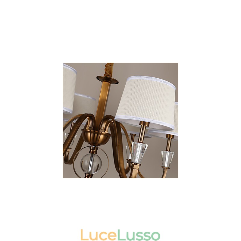 Lampadario in metallo elettroplaccato in stile rustico Lodge Vintage Crystal Mini