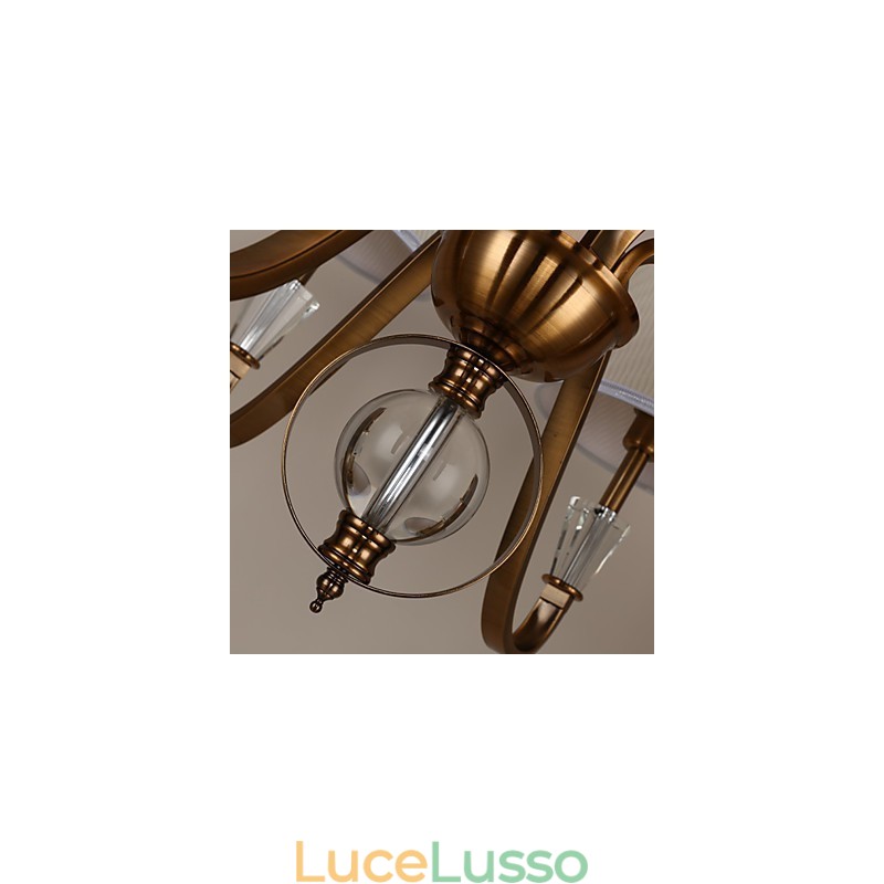Lampadario in metallo elettroplaccato in stile rustico Lodge Vintage Crystal Mini