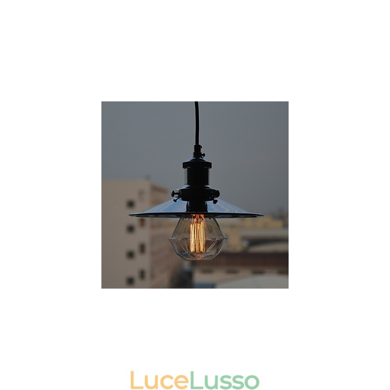 Lampada a sospensione in metallo cromato Country